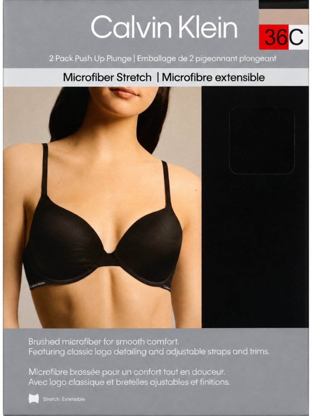 Calvin Klein Microfiber Stretch Push Up Plunge Bra 2-Pack 36C NWT